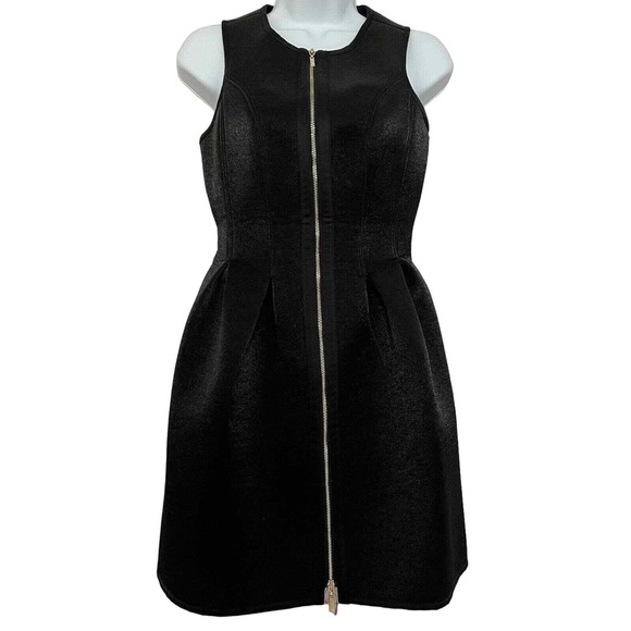 Marciano Women's Black Metallic Neoprene Sleeveless Mini-Dress Pockets - Size 0 - Picture 1 of 9